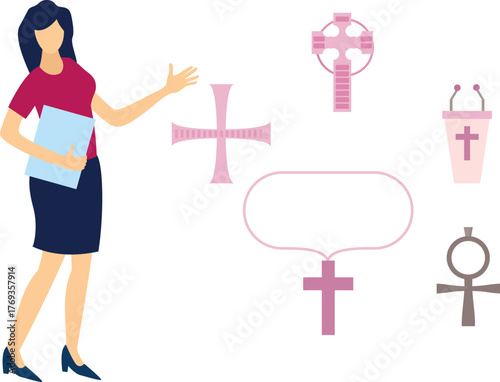 Girl is showing different cross