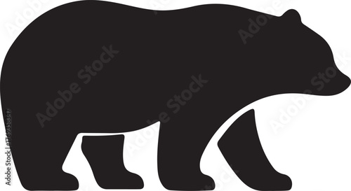 American black black bear silhouette, black vector icon style