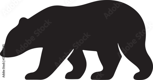 American black black bear silhouette, black vector icon style