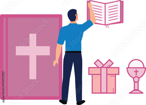 Pastor giving sermon of god cassock.