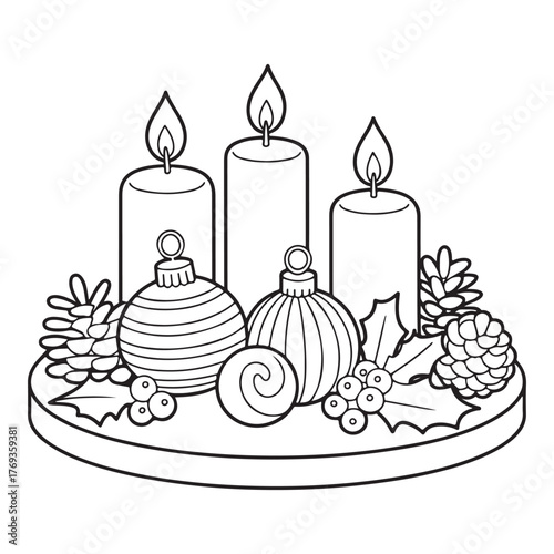 cute candle with holly bold & easy cute christmas coloring page, Whimsical Gingerbread House Coloring Pages for Kids & Adults, Christmas Coloring Pages, bold & easy cozy winter coloring book pages,