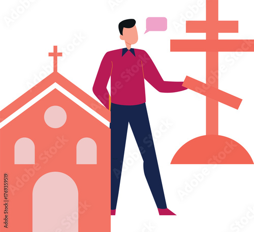 The boy is pointing lutheran church