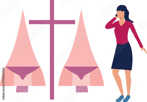 The girl is talking about cross sign on call