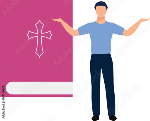 The man is representing bible book.