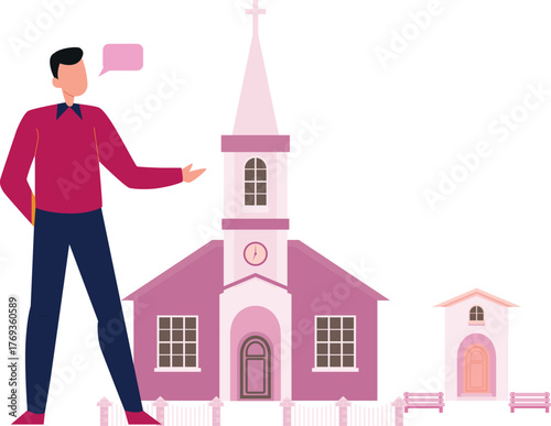 The man is telling about missionary church