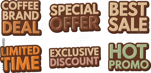 Tempting coffee deals and limited time offers attract shoppers rendered with layered text and earthy