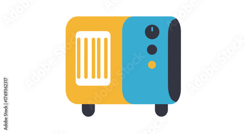 A simple illustration of a vintage electric space heater appliance