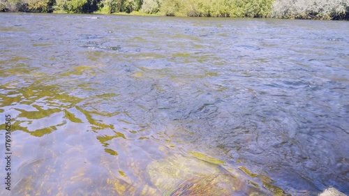 The deep and cristal clear waters from the Lima river flowing by in Ponte da Barca.