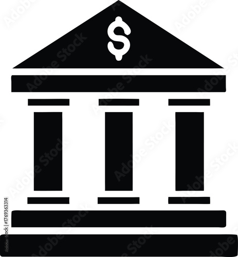 bank building icon silhouette