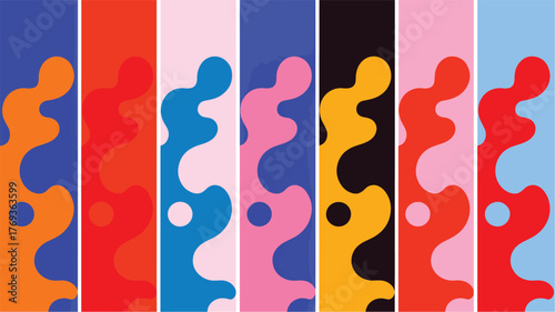 Vertical Abstract Organic Shapes in Diverse Color Palettes panel