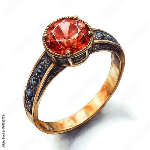watercolor of Ring, vector, isolated on a white background.