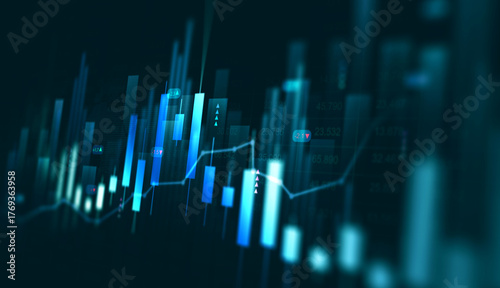 Stock market analysis  investment trading graph growth.Investment finance chart,stock market business and exchange financial growth graph.	

