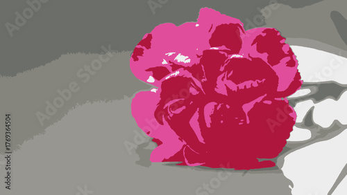 Delicate crimson peony blossom, a symbol of prosperity and beauty, perfect for elegant designs, wedding invitations, or adding a touch of romance to any project, vector-based elegance