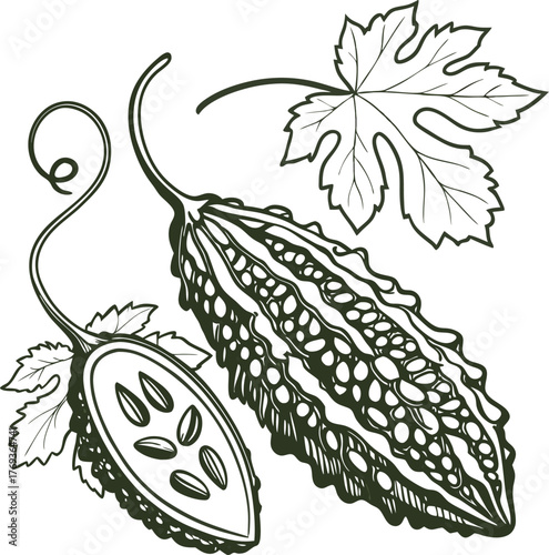 bitter gourd vector art