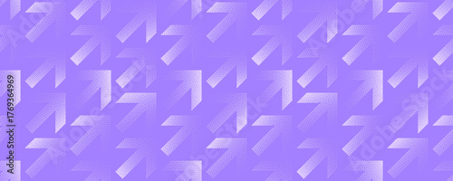 Vector abstract wide panoramic background with arrow shaped halftone grainy texture in soft violet tones. Abstraction ideal for digital project, growth, success, UI, fintech, presentation layouts