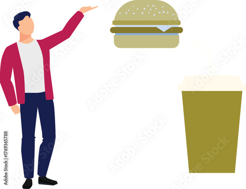 The boy is buying on junk food.