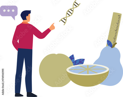 The boy is discuss about fruit DNA.