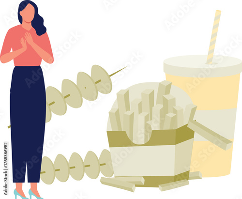 The girl is happy to see junk food.