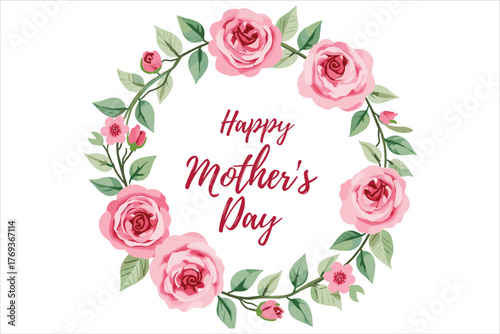 Elegant Happy Mother’s Day Mom Rose Frame featuring beautiful roses and floral decorations in a soft, feminine style