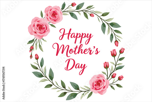 Elegant Happy Mother’s Day Mom Rose Frame featuring beautiful roses and floral decorations in a soft, feminine style