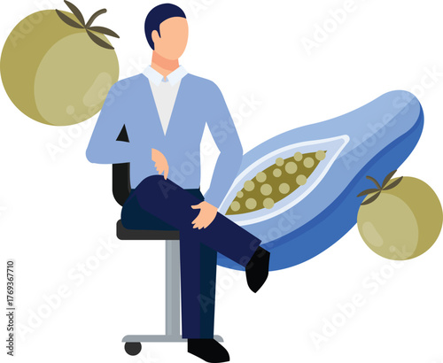 The shopkeeper is selling at fruits.