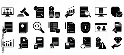 Set of Audit Icons or symbols Vector fully editable file.
