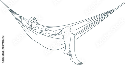 Man relaxing in hammock vector illustration stock graphic