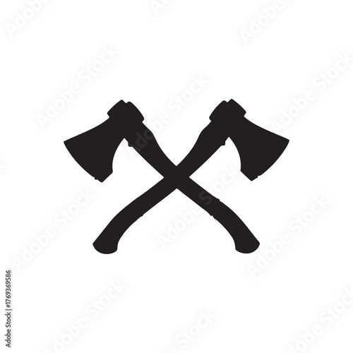 Old crossed axe silhouette icon vector illustration design