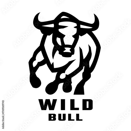 Silhouette of an aggressive bull.