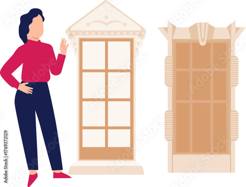 The girl is showing 8 pane window