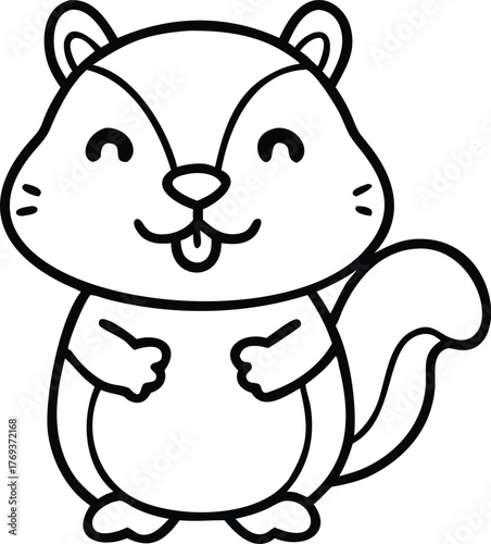 cute cartoon chipmunk outline