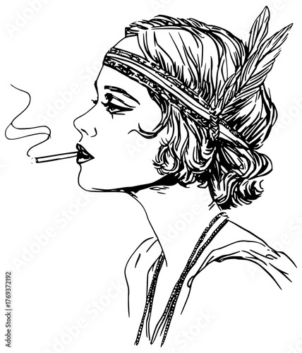 1920s flapper woman portrait