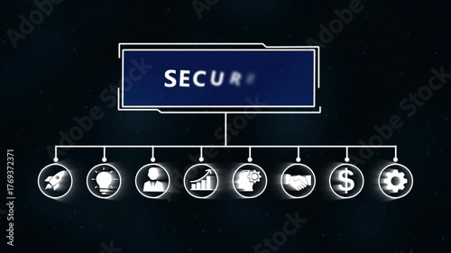 Business Flowchart with Icons for Startup Growth Success and Finance on Dark Background diagram organization