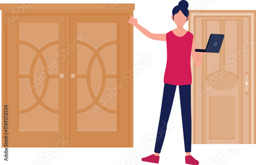 The girl is working laptop