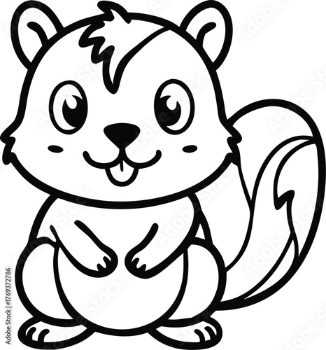 cute cartoon chipmunk outline