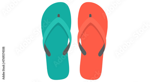 A pair of colorful flip-flops for summer beach fun.
