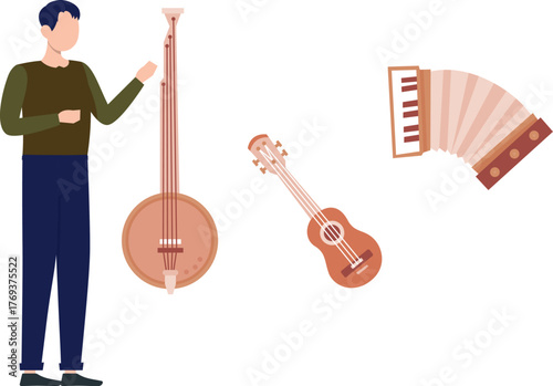 Boy discussing the musical banjo