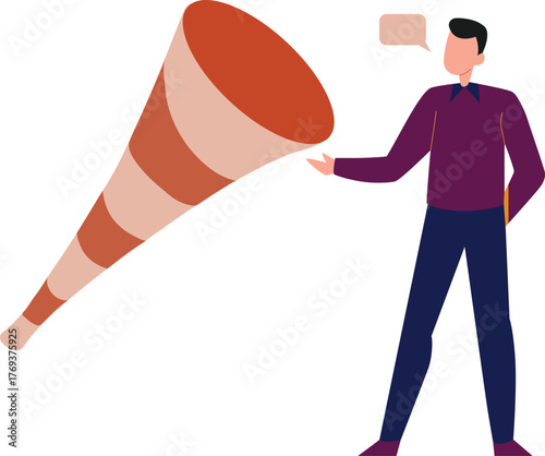 The boy is discuss about recorder.