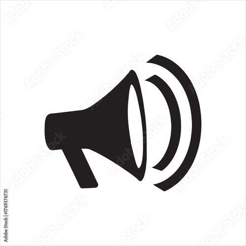 Black and White Illustration of a Megaphone with Sound Waves Representing an Announcement or Communication Message