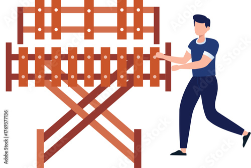 The boy is running towrord marimba