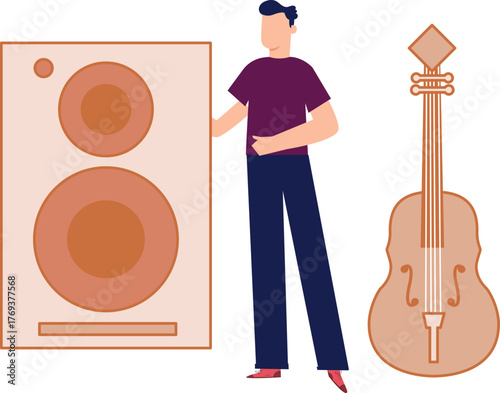 The boy is touching the music buffers.