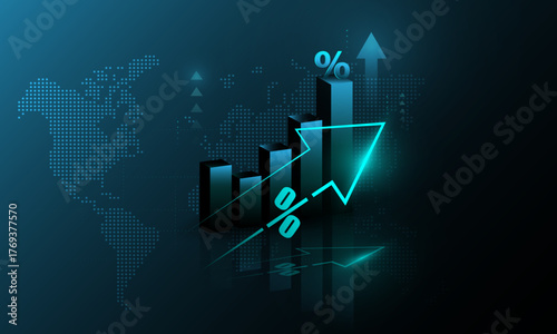 percentage graph financial trade information and stock trading