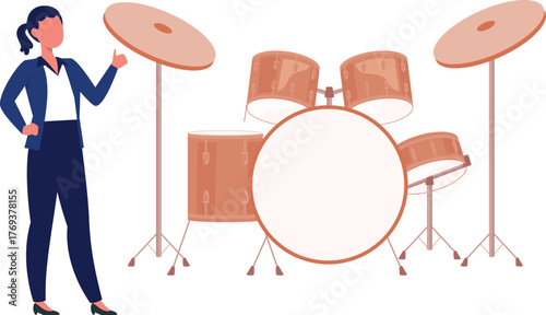 The girl is explain about music band