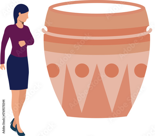 The girl is looking bass drum