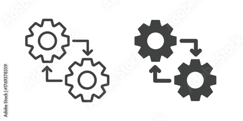 Process Icon. Line and glyph solid icon
