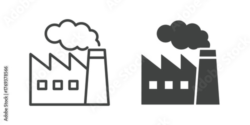 Factory Icon. Line and glyph solid icon