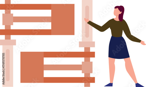 The girl is showing harp music