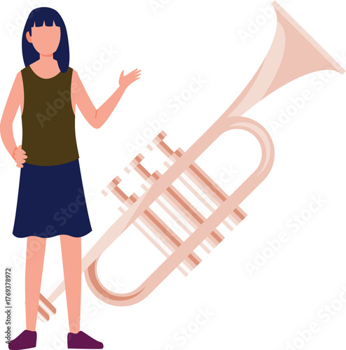 The girl is talking about turmpet