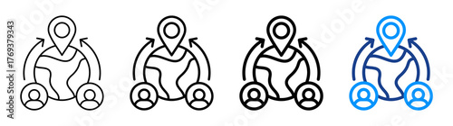 Migrating Icon Different Style Outline Collection Set