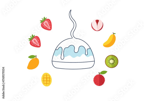 Peking duck dish with cucumber and pancake illustration.